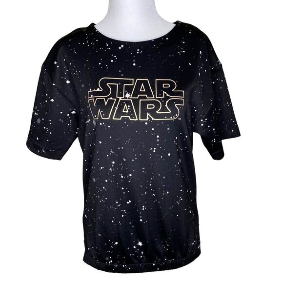 Disney Tops - Bossini Star Wars Shirt Black with Logo and Splattered Paint Design Size Small